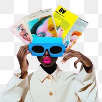 PNG Minimal pop art collage represent of y2k fashion advertisement publication photography.