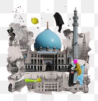 PNG Pop islam art collage represent of islam culture architecture building clothing.