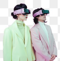 PNG  Photograph of couple dating wearing futuristic virtual reality glasses accessories photography accessory.