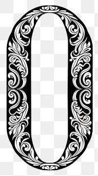 PNG Number 0 letter art horseshoe pattern