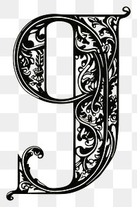 PNG Number 9 letter calligraphy handwriting symbol.