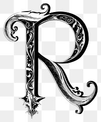 PNG R letter alphabet art illustrated calligraphy.