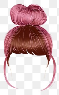 PNG Pink brown bun hair stlye adult white background front view.