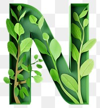 PNG Letter N plant number green.