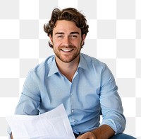 PNG  Smiling business man laughing dimples person.