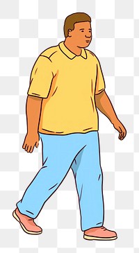 PNG Doodle illustration of african american male teenager chubby walking character clothing standing footwear.