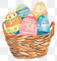 PNG Basket of colourful hand-painted decorated easter eggs accessories accessory diaper.