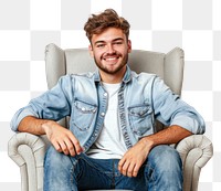 Happy man sitting on the armchair portrait furniture adult.