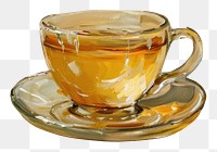 PNG Oil painting of a close up on pale tea saucer drink cup.