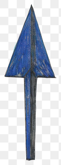 PNG  Blue arrow symbol that has the appearance of hand drawing arrowhead weaponry cross