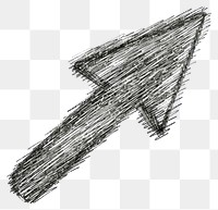 PNG  Arrow symbol that has the appearance of hand drawing illustrated weaponry sketch.