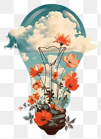 PNG Drawing light bulb flower art plant.