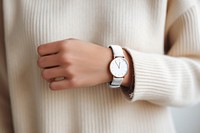 PNG leather wristwatch mockup, transparent design