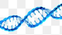 Blue DNA structure white background science biology.
