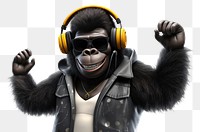 Cool young DJ Gorilla headphones headset mammal.