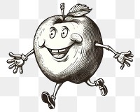 Rubber hose apple character drawing sketch fruit.