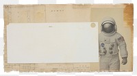 PNG Adhesive tape is stuck on astronaut ephemera collage paper white background rectangle.