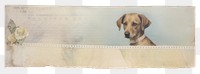 PNG Adhesive tape is stuck on the dog ephemera collage animal mammal paper.