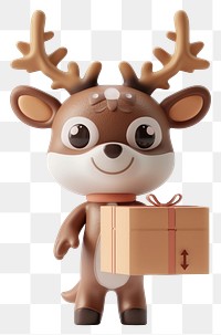 PNG Deer in delivery costume box cardboard cute.
