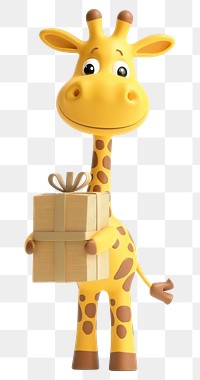 PNG Giraffe in delivery costume animal toy box