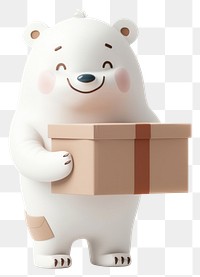 PNG Polar bear in delivery costume cardboard white cute.