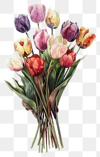 PNG A bouquet of tulips painting blossom flower