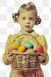 PNG Child with Easter eggs basket child portrait.