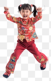 PNG Happy smiling dancing asian girl child white background celebration.
