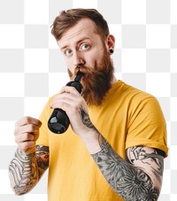 PNG Teenage man straw bottle portrait tattoo microphone