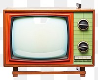 Vintage television with cut out screen white background electronics technology.