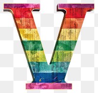 PNG  Rainbow with alphabet V pattern font text.