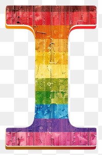 PNG  Rainbow with alphabet I pattern font white background.
