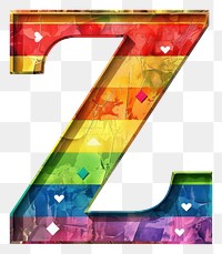 PNG  Rainbow with alphabet Z symbol number font.