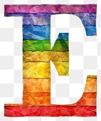 PNG  Rainbow with alphabet E pattern font text.