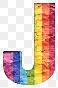 PNG  Rainbow with alphabet J pattern paper font.