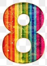 PNG  Rainbow with number 8 pattern font white background.