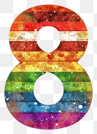 PNG  Rainbow with number 8 pattern symbol font.