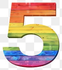 PNG  Rainbow with number 5 pattern font text.