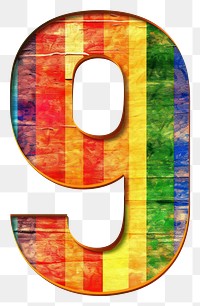 PNG  Rainbow with number 9 pattern font white background.