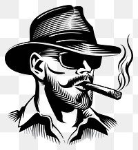 PNG Havana smoking cigar drawing black smoke.