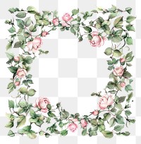 PNG Ribbon rose square border pattern flower wreath.