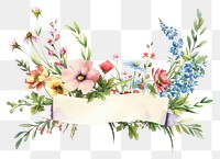 PNG Ribbon with wildflower border pattern wreath plant