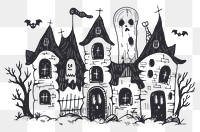 PNG Divider doodle of haunted house drawing sketch representation.