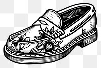 PNG Vintage loafer shoe footwear drawing black.