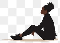 PNG Woman sitting silhouette clip art footwear black shoe.