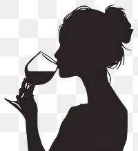 PNG Woman drinking wine silhouette clip art adult black white background.