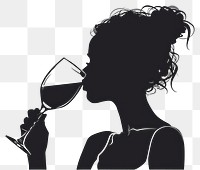 PNG Woman drinking wine silhouette clip art glass adult black.