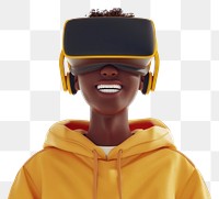 PNG Happy man wearing a VR portrait white background photography