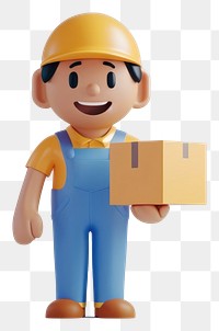 PNG Delivery man cardboard clothing figurine.