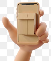 PNG Hand holding box out from phone finger person switch.